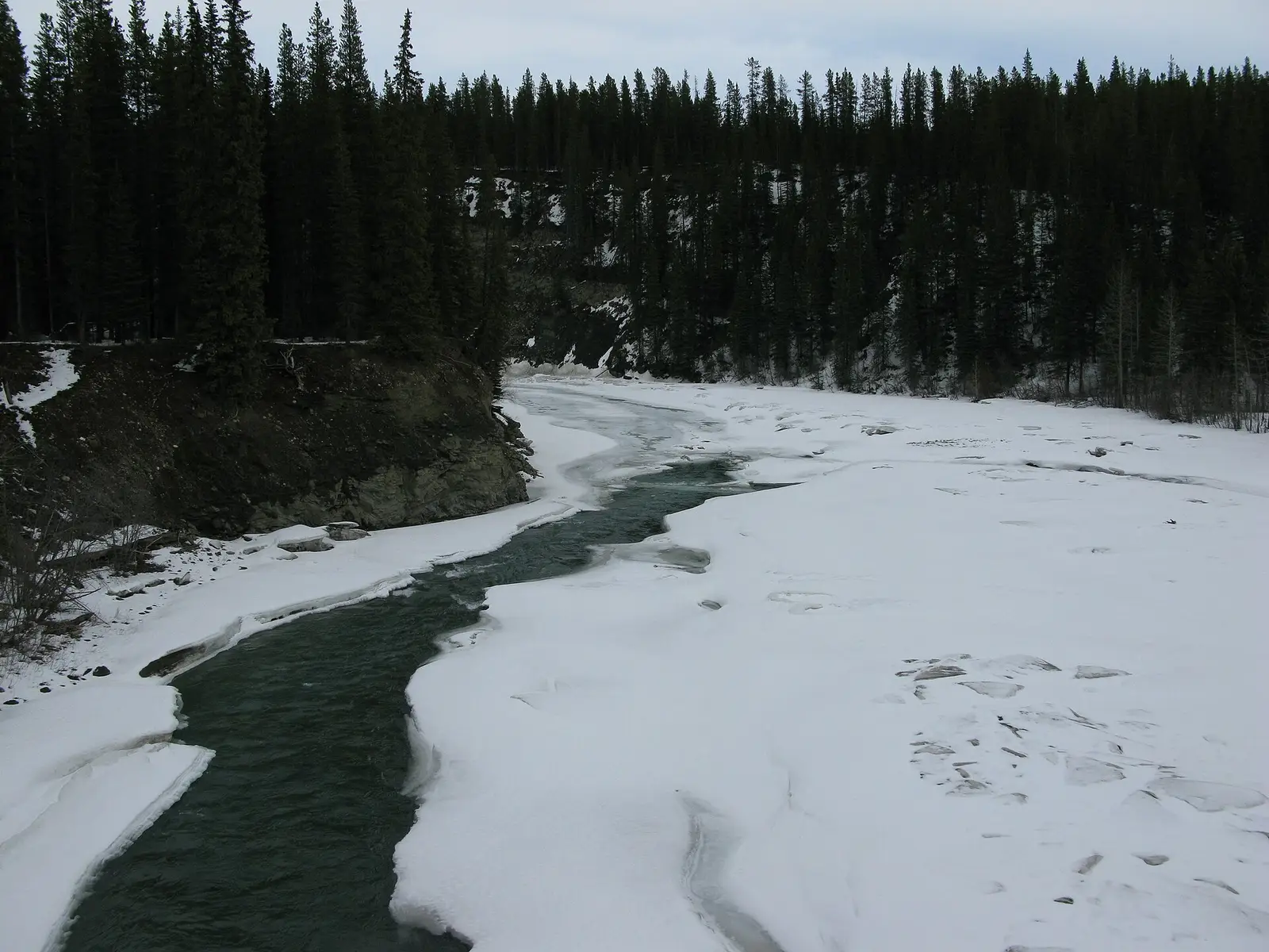 Brazeau River frozen, Alberta, Canada.